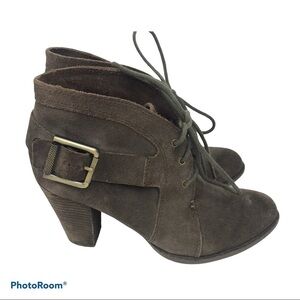 Luxury Rebel Fleur Brow Suede Lace Heeled Booties